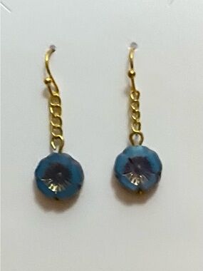 NEW Czech Crystal Hawaiian gold plated earrings